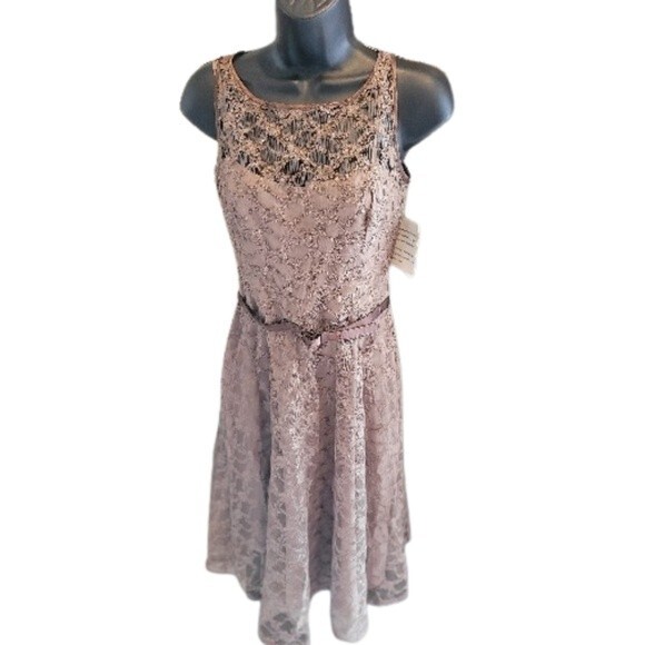 Evan Picone NWT Cocktail Champagne/Brown Lace Dress Size 6P - Picture 1 of 5